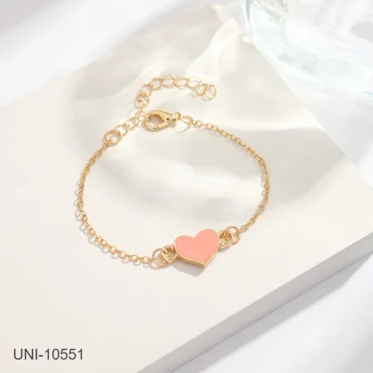 pink heart gold bracelet
